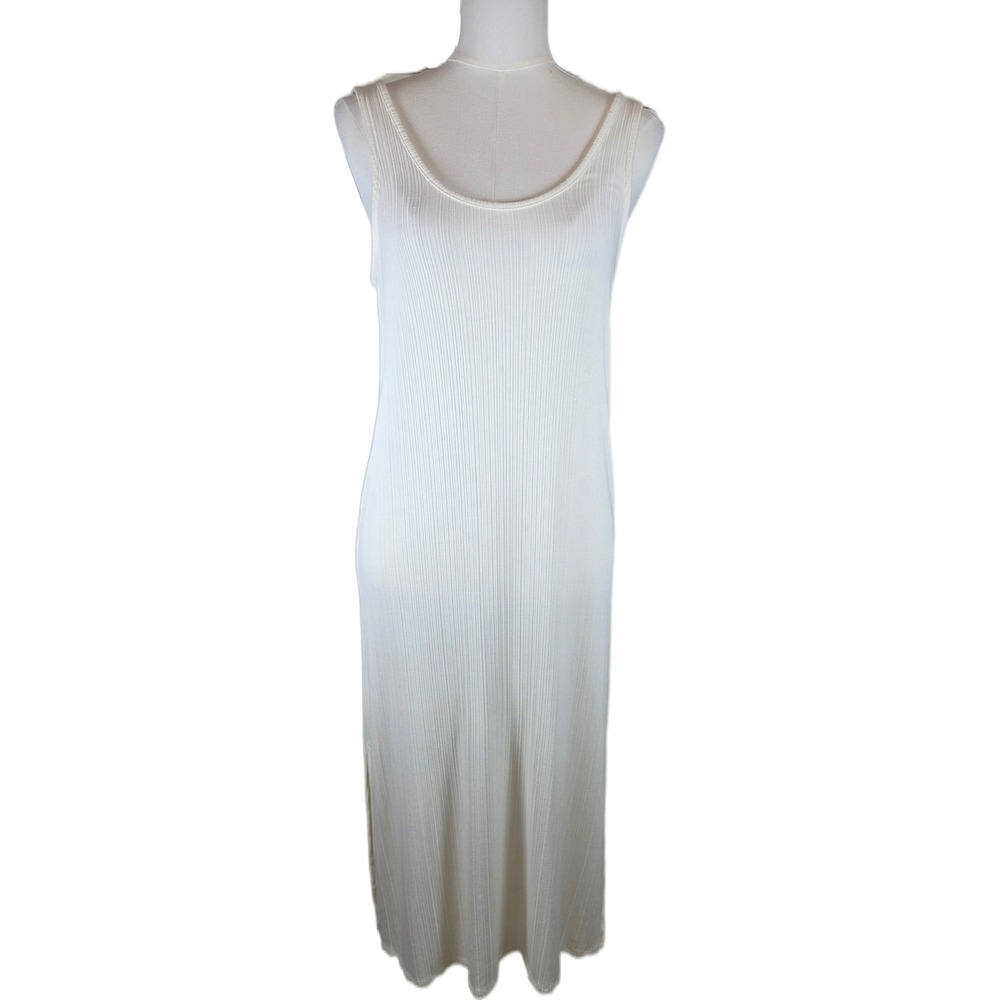 Nordstrom Rack Ivory Ribbed Knit Midi Tank Dress w/Side Slit